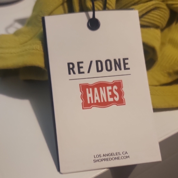 Re/Done Fine Ribbed Tank Top Pear Size M - Picture 3 of 6